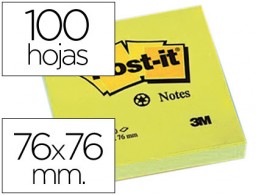 Bloc de 100 notas adhesivas quita y pon Post-it 76x76 mm recicladas amarillo